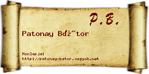 Patonay Bátor névjegykártya